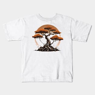 Japanese Bonsai Tree Sketch Art Kids T-Shirt